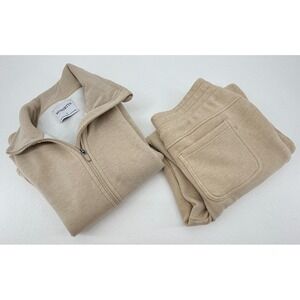 Mondetta Womens Lounge Set Small Beige Hoodie Joggers Athleisure Soft Fleece